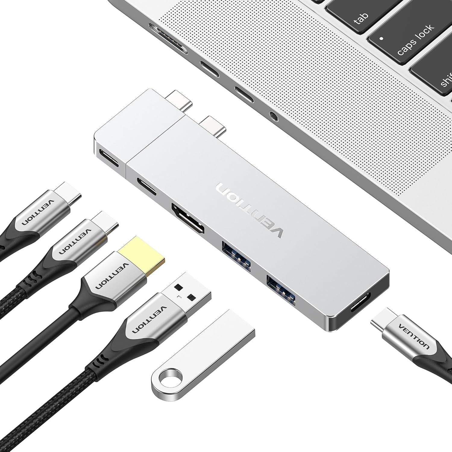 VENTION 6-in-2 USB C Hub for MacBook Neo/Air/PRO, 80Gbps Detachable Magnetic 8K USB-C Dock with 4K@240Hz HDMI